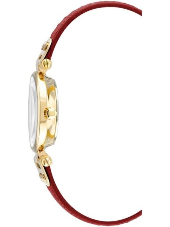 Anne Klein Women\'s Gold Red Leather Strap Fashion Analog Japanese Quartz Watch main image 5